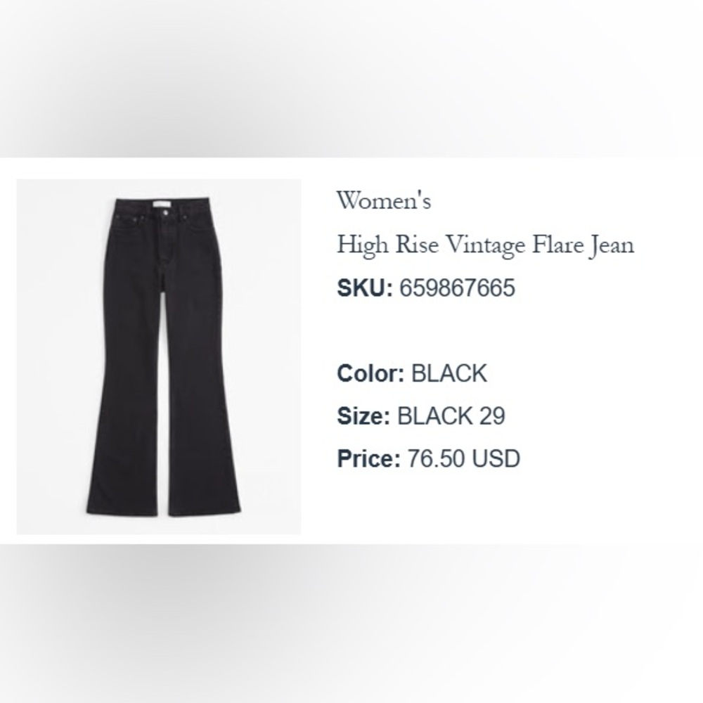 New: Abercrombie & Fitch Women's High Rise Black Jeans | Size 29
